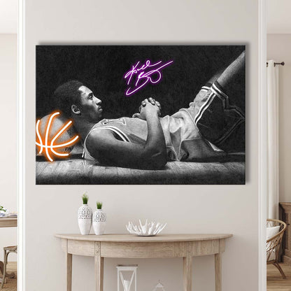 Neon Sign Effect Art  Kb Basketball Art Print, Canvas Print Wall Art, Wall Decor, Neon Effect Art