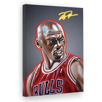 Neon Sign Effect Effect Art MJ Basketball, Canvas Print, Luxury Wall Art Decor, Modern Art