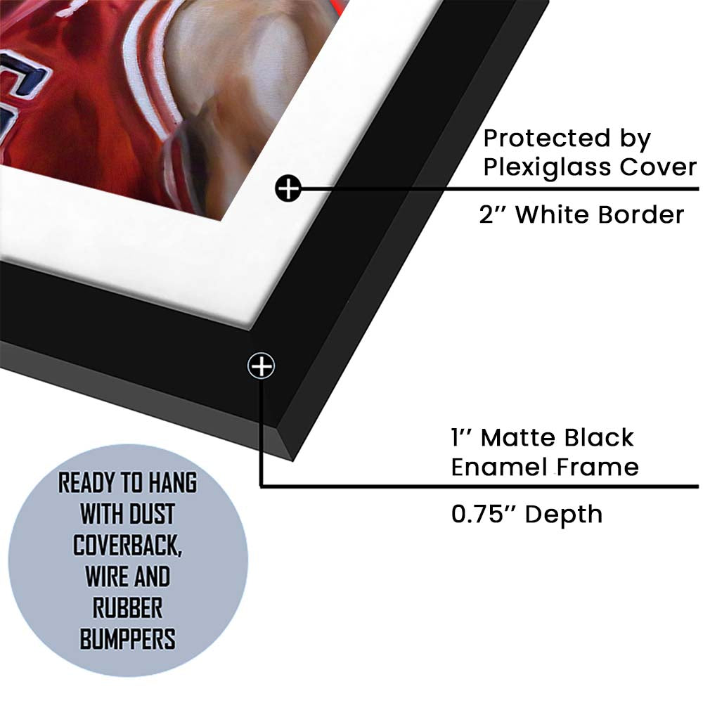 Neon Sign Effect Effect Art MJ Basketball, Framed Art Print, Luxury Pictures Framed, White Border