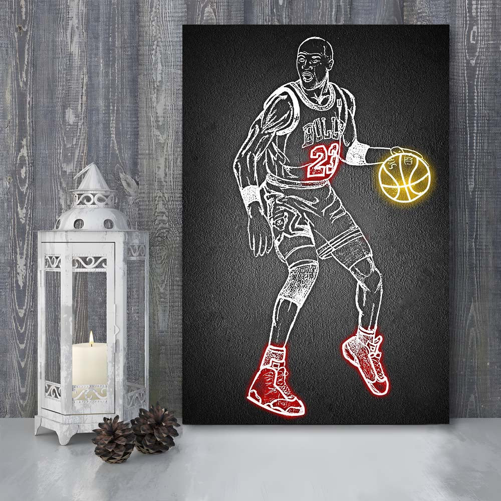 Neon Sign Effect Effect Art MJ, Canvas Print, Luxury Wall Art Decor, Modern Art