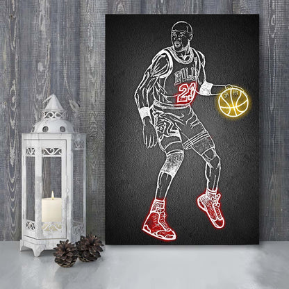 Neon Sign Effect Effect Art MJ, Canvas Print, Luxury Wall Art Decor, Modern Art