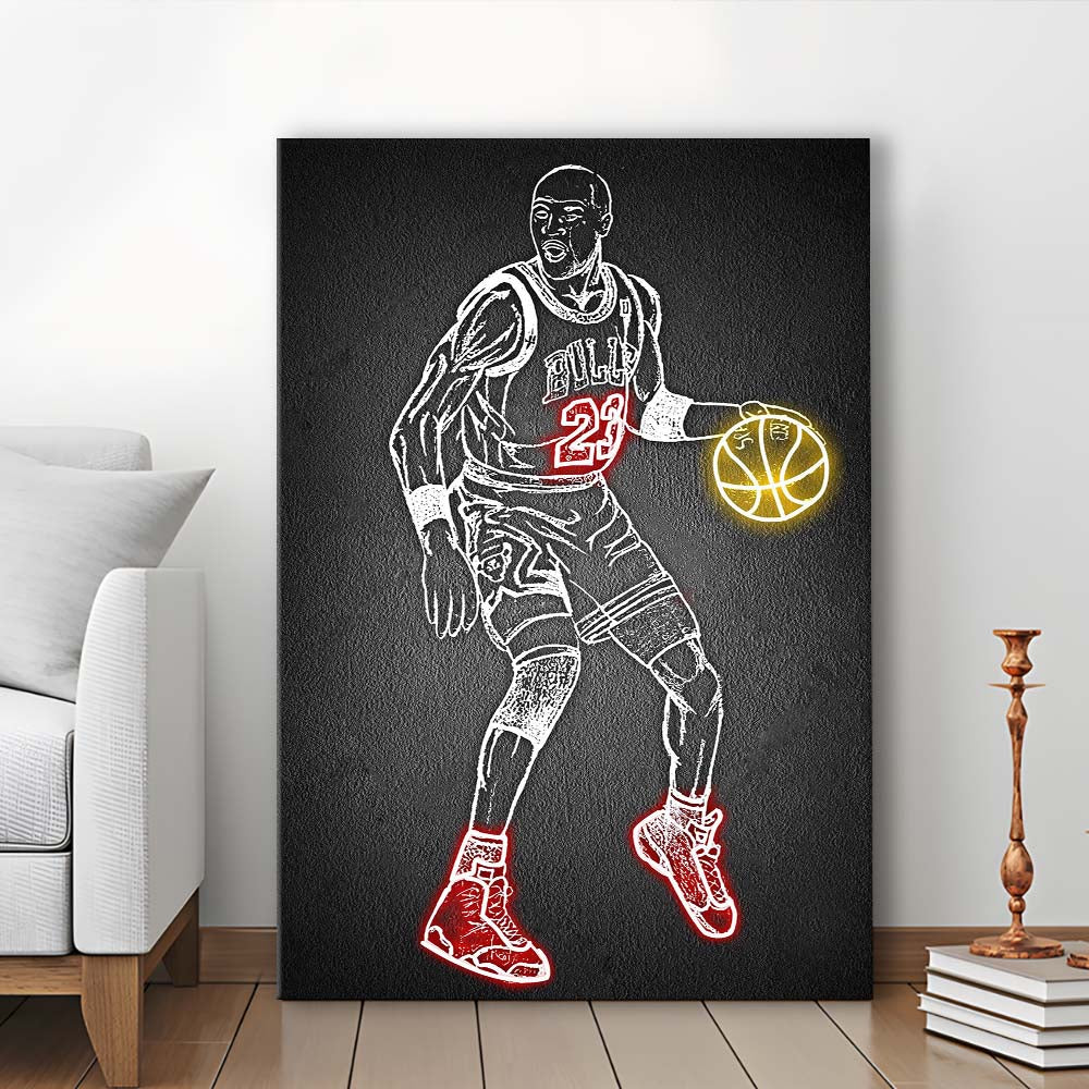 Neon Sign Effect Effect Art MJ, Canvas Print, Luxury Wall Art Decor, Modern Art