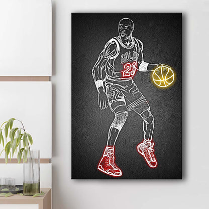 Neon Sign Effect Effect Art MJ, Canvas Print, Luxury Wall Art Decor, Modern Art