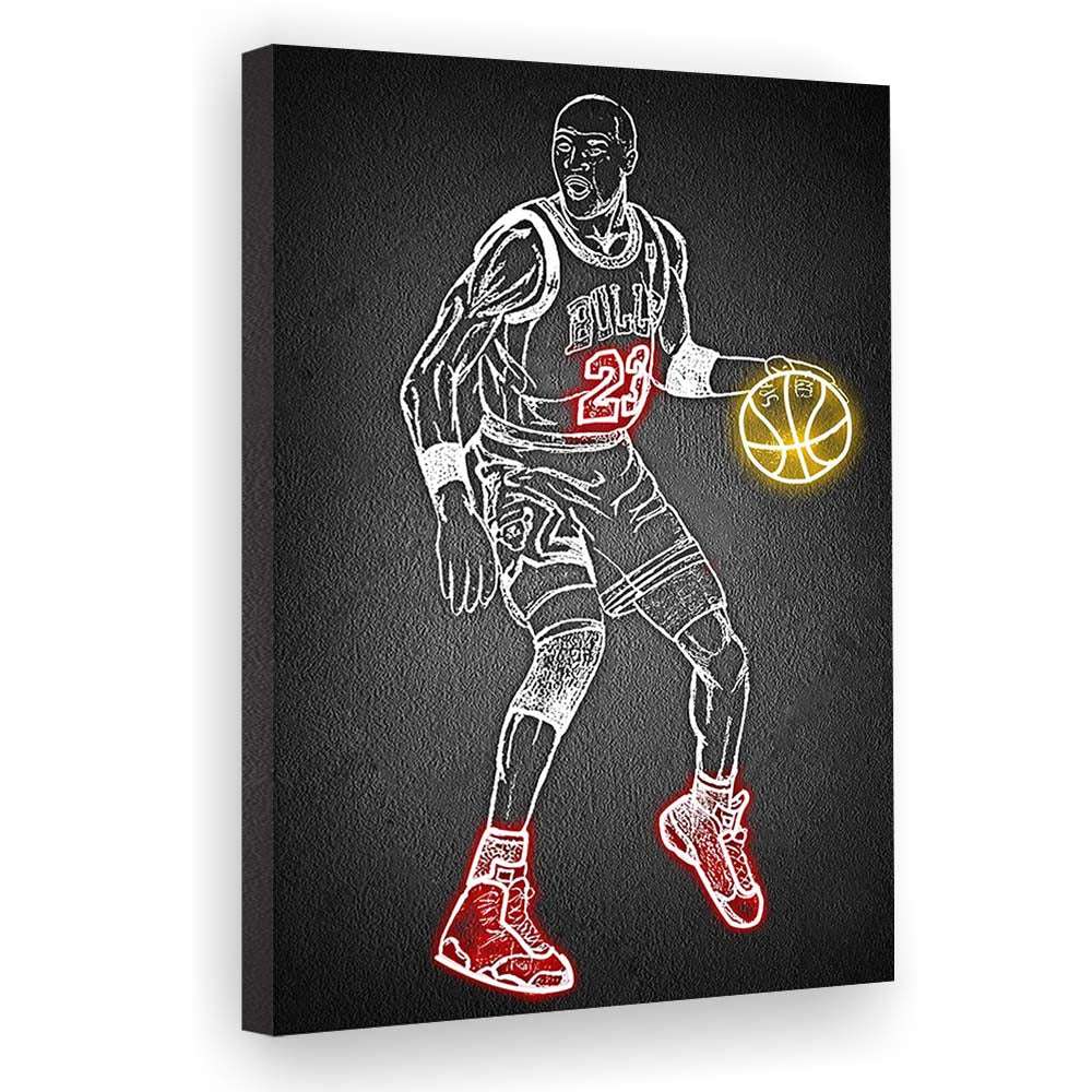 Neon Sign Effect Effect Art MJ, Canvas Print, Luxury Wall Art Decor, Modern Art