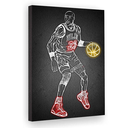 Neon Sign Effect Effect Art MJ, Canvas Print, Luxury Wall Art Decor, Modern Art