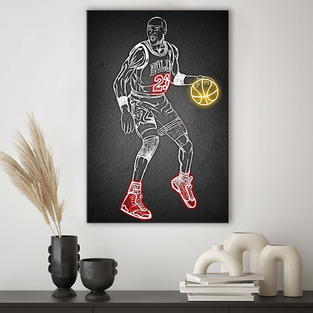 Neon Sign Effect Effect Art MJ, Canvas Print, Luxury Wall Art Decor, Modern Art