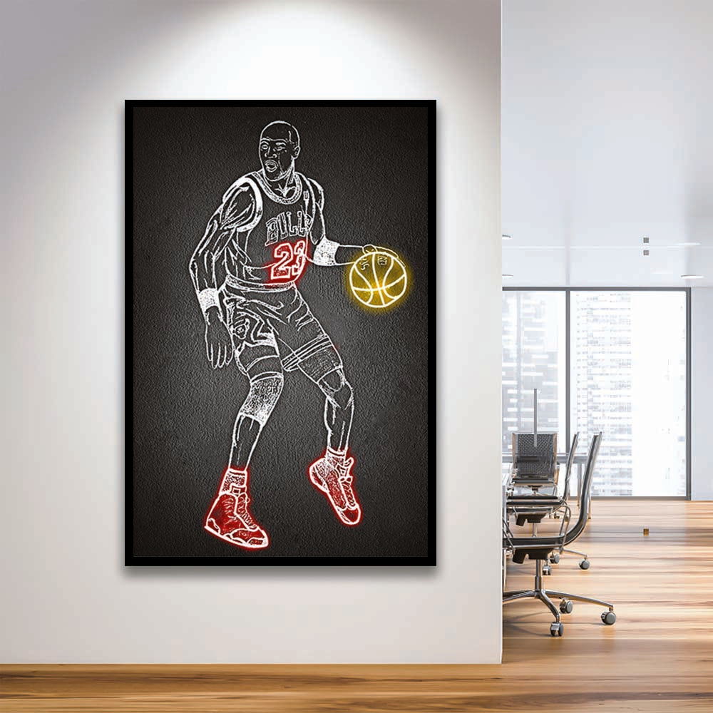 Neon Sign Effect Effect Art MJ, Framed Art Print, Picture Framed Wall Art Decor