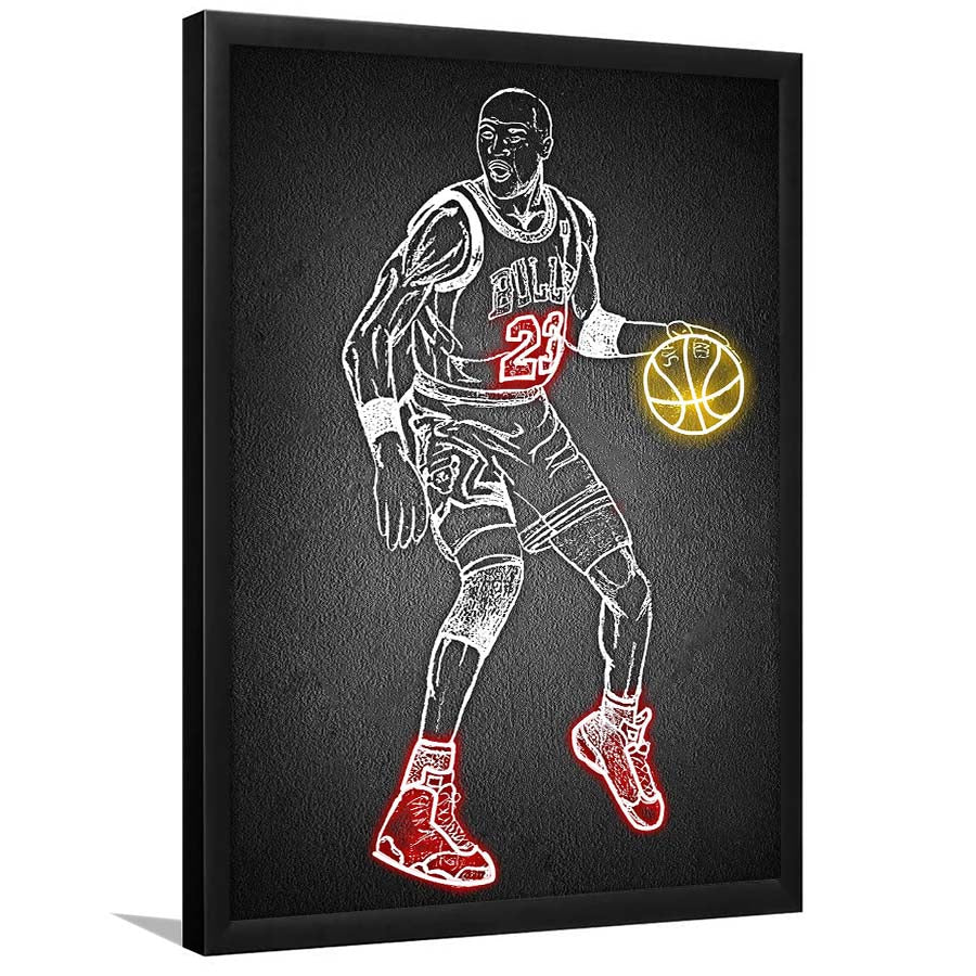 Neon Sign Effect Effect Art MJ, Framed Art Print, Picture Framed Wall Art Decor