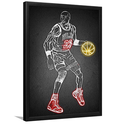 Neon Sign Effect Effect Art MJ, Framed Art Print, Picture Framed Wall Art Decor