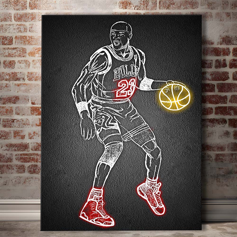Neon Sign Effect Effect Art MJ, Canvas Print, Luxury Wall Art Decor, Modern Art