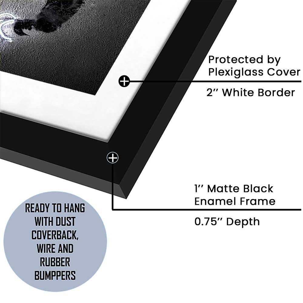 Neon Sign Effect Effect Art MJ Jordan Basketball, Framed Art Print, Luxury Pictures Framed, White Border