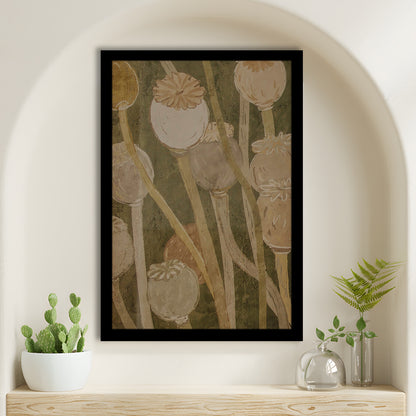 Neutral Abstract Floral Oil Painting Muted Botanical Framed Art Print Wall Decor, Gallery Framed Art Print Wall Decor