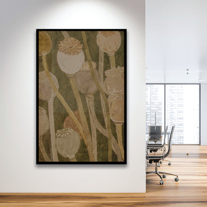 Neutral Abstract Floral Oil Painting Muted Botanical Framed Art Print Wall Decor, Gallery Framed Art Print Wall Decor