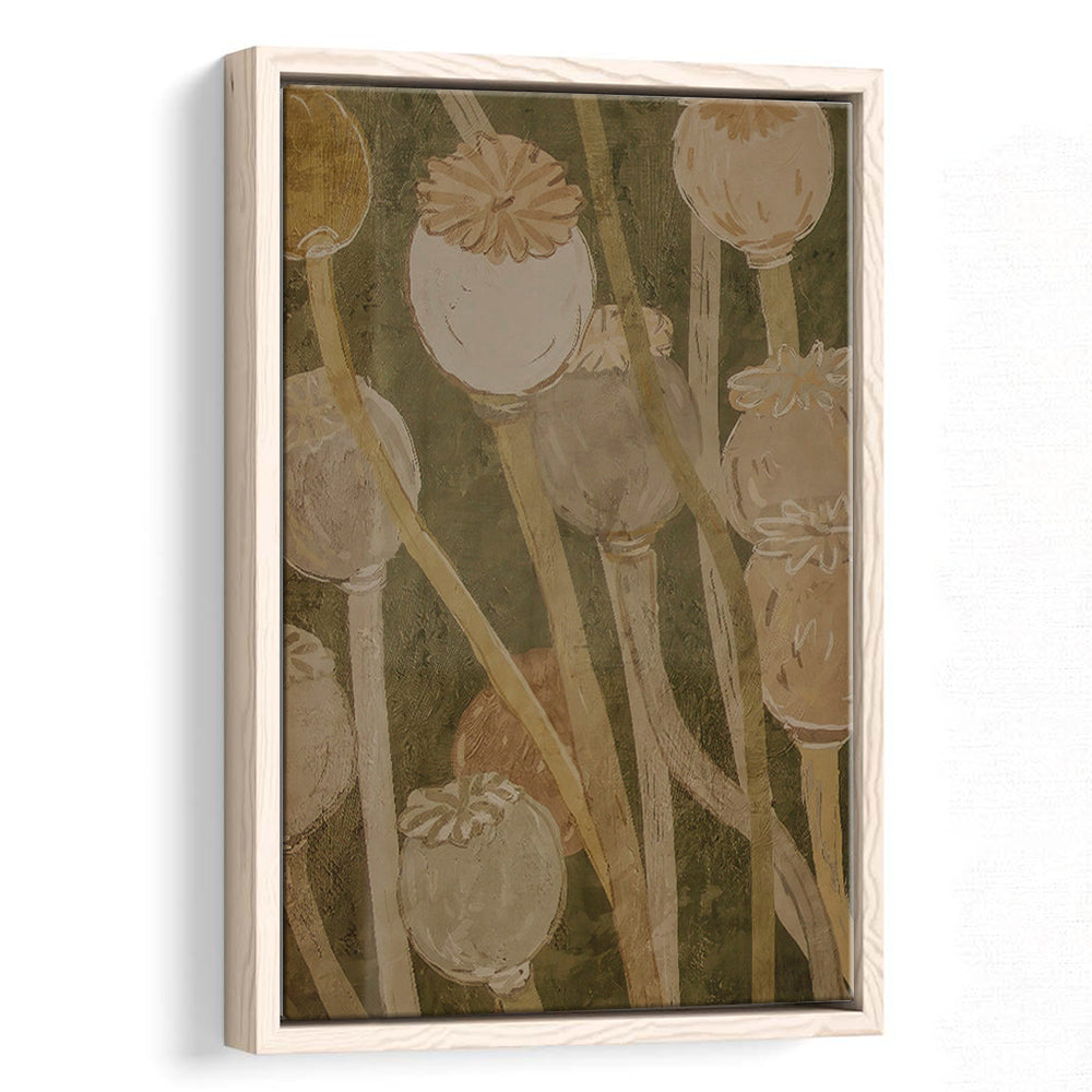 Neutral Abstract Floral Oil Painting Muted Botanical Framed Canvas Print Wall Art, Gallery Framed Canvas Print Wall Art