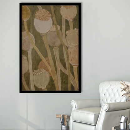 Neutral Abstract Floral Oil Painting Muted Botanical Framed Art Print Wall Decor, Gallery Framed Art Print Wall Decor