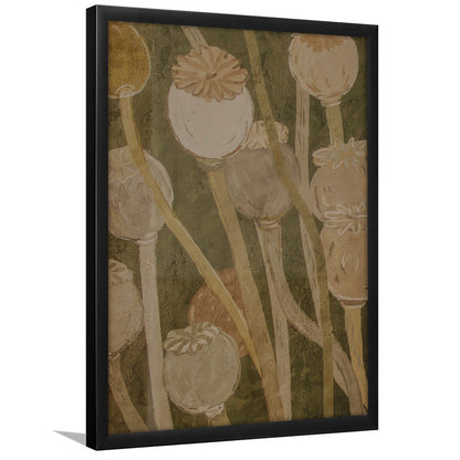 Neutral Abstract Floral Oil Painting Muted Botanical Framed Art Print Wall Decor, Gallery Framed Art Print Wall Decor