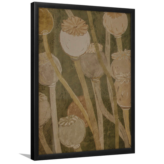Neutral Abstract Floral Oil Painting Muted Botanical Framed Art Print Wall Decor, Gallery Framed Art Print Wall Decor