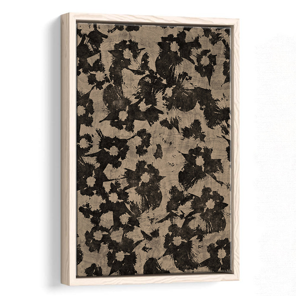 Neutral Abstract Floral Pattern Print Botanical Japanese Framed Canvas Print Wall Art, Minimalist Large-Scale Botanical