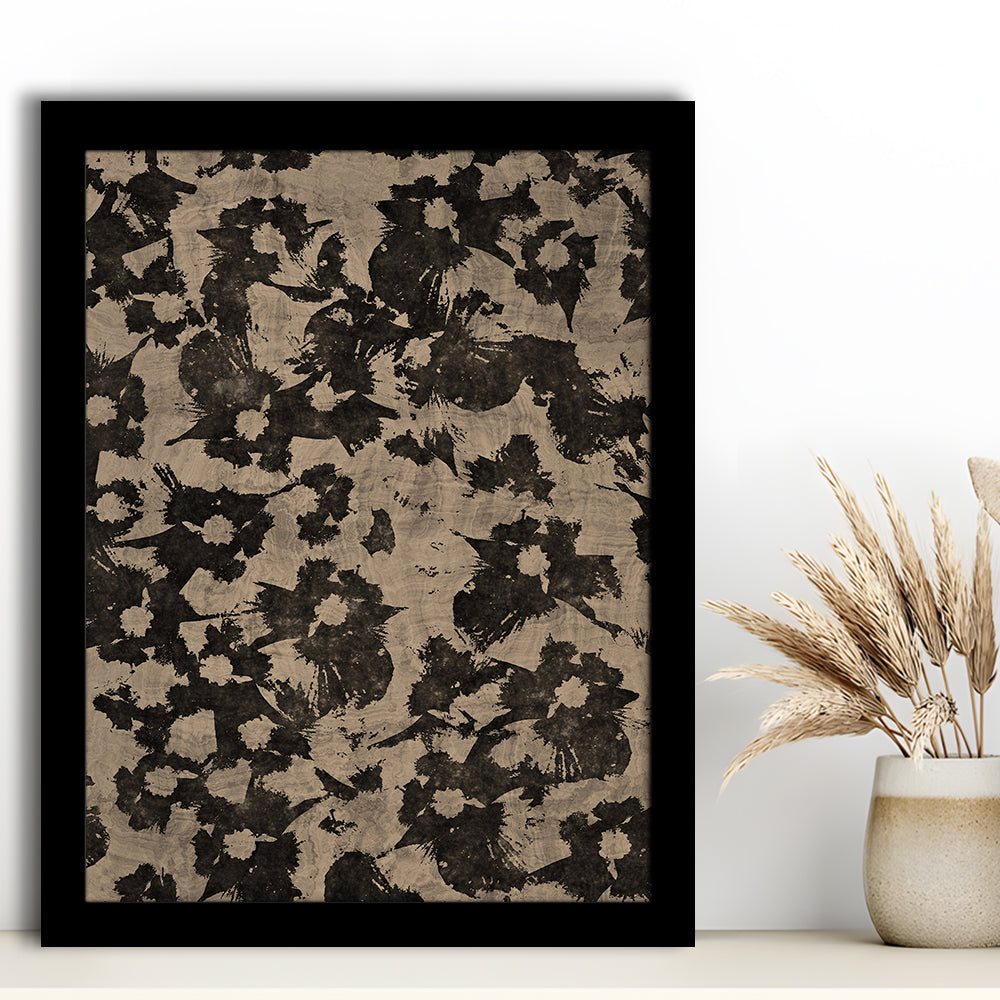 Neutral Abstract Floral Pattern Print Botanical Japanese Framed Art Print Wall Decor, Minimalist Large-Scale Botanical