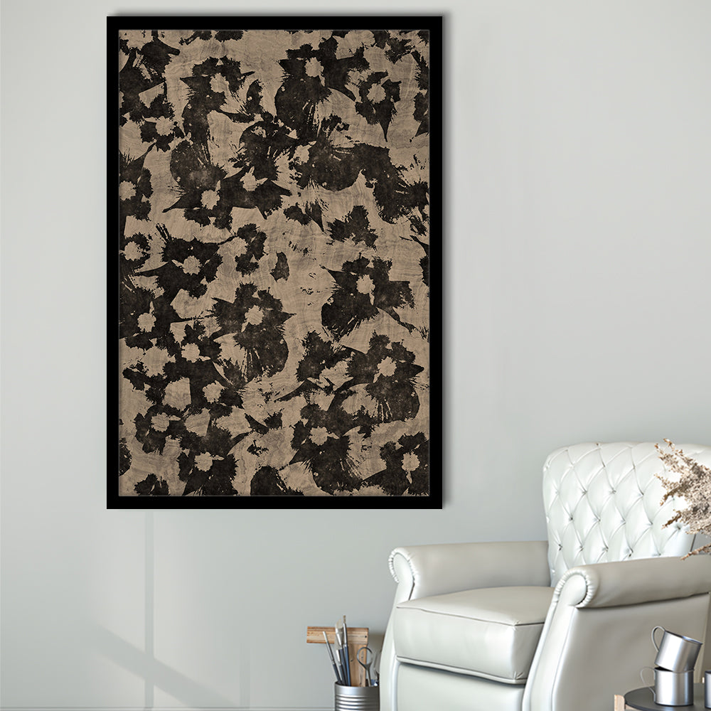 Neutral Abstract Floral Pattern Print Botanical Japanese Framed Art Print Wall Decor, Minimalist Large-Scale Botanical