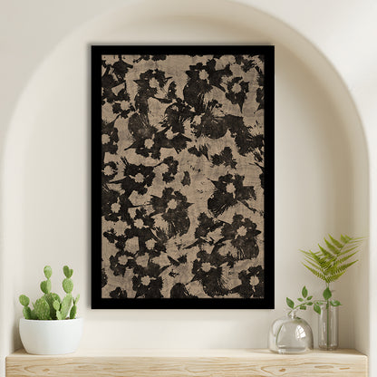 Neutral Abstract Floral Pattern Print Botanical Japanese Framed Art Print Wall Decor, Minimalist Large-Scale Botanical