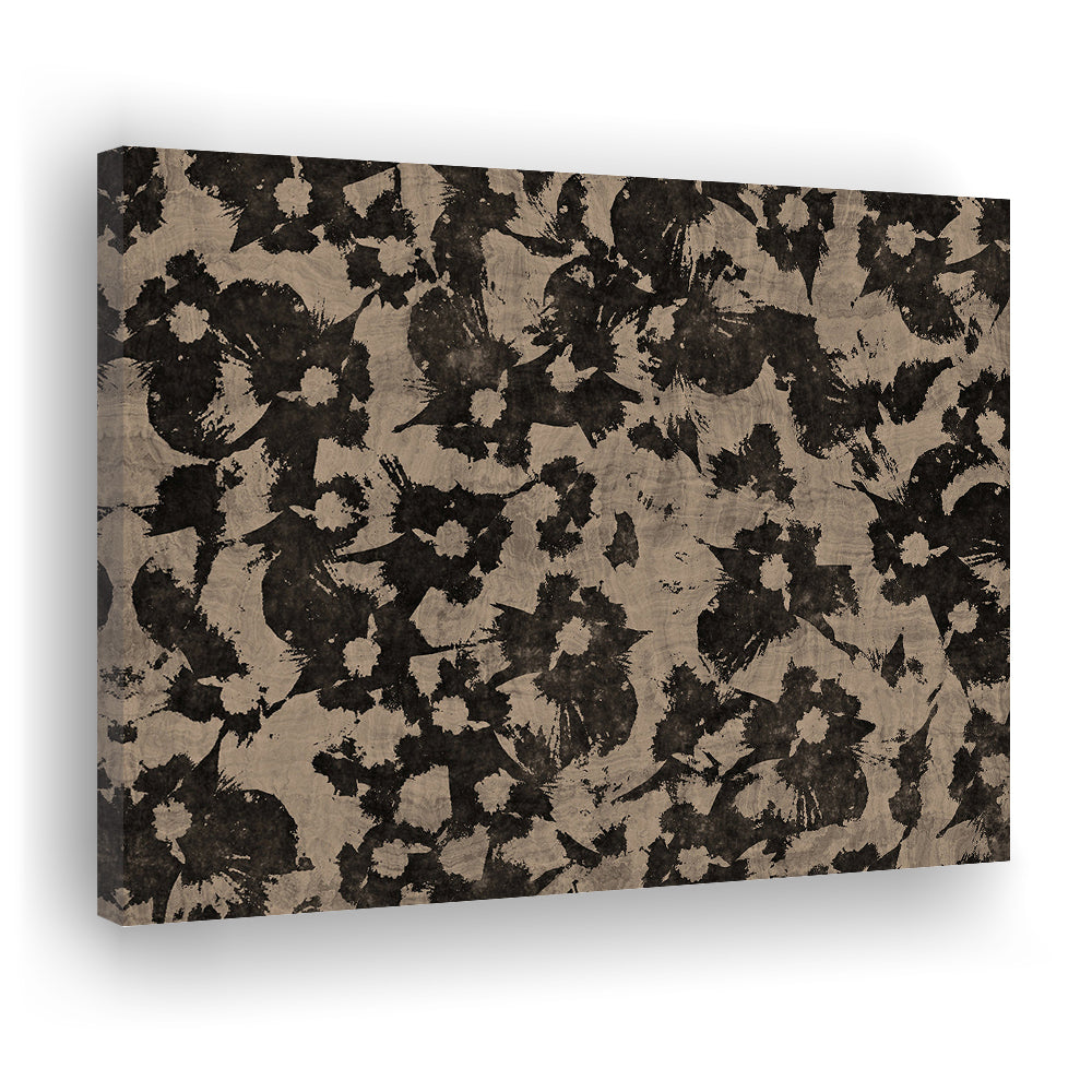 Neutral Abstract Floral Pattern Botanical Japanese Canvas Print Wall Art, Minimalist Large-Scale Botanical