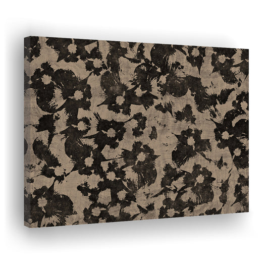Neutral Abstract Floral Pattern Botanical Japanese Canvas Print Wall Art, Minimalist Large-Scale Botanical