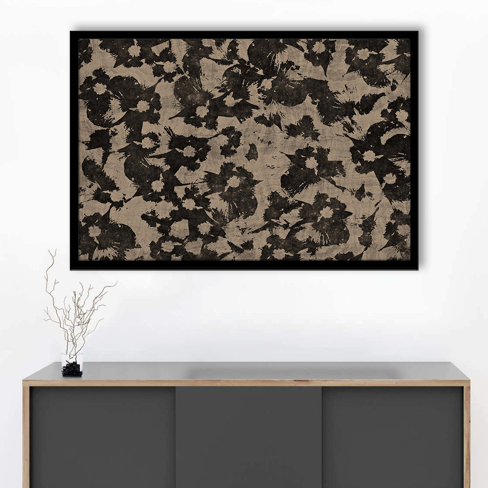 Neutral Abstract Floral Pattern Botanical Japanese Framed Art Print Wall Decor, Minimalist Large-Scale Botanical