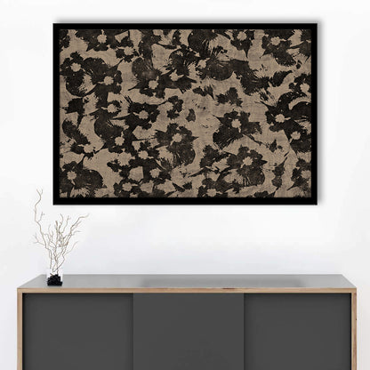 Neutral Abstract Floral Pattern Botanical Japanese Framed Art Print Wall Decor, Minimalist Large-Scale Botanical