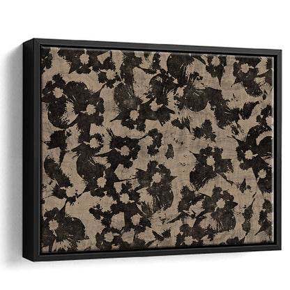 Neutral Abstract Floral Pattern Botanical Japanese Framed Canvas Print Wall Art, Minimalist Large-Scale Botanical