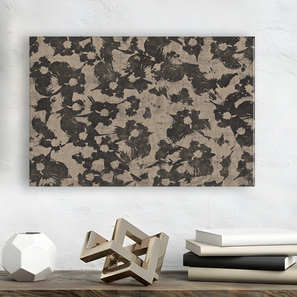 Neutral Abstract Floral Pattern Botanical Japanese Canvas Print Wall Art, Minimalist Large-Scale Botanical