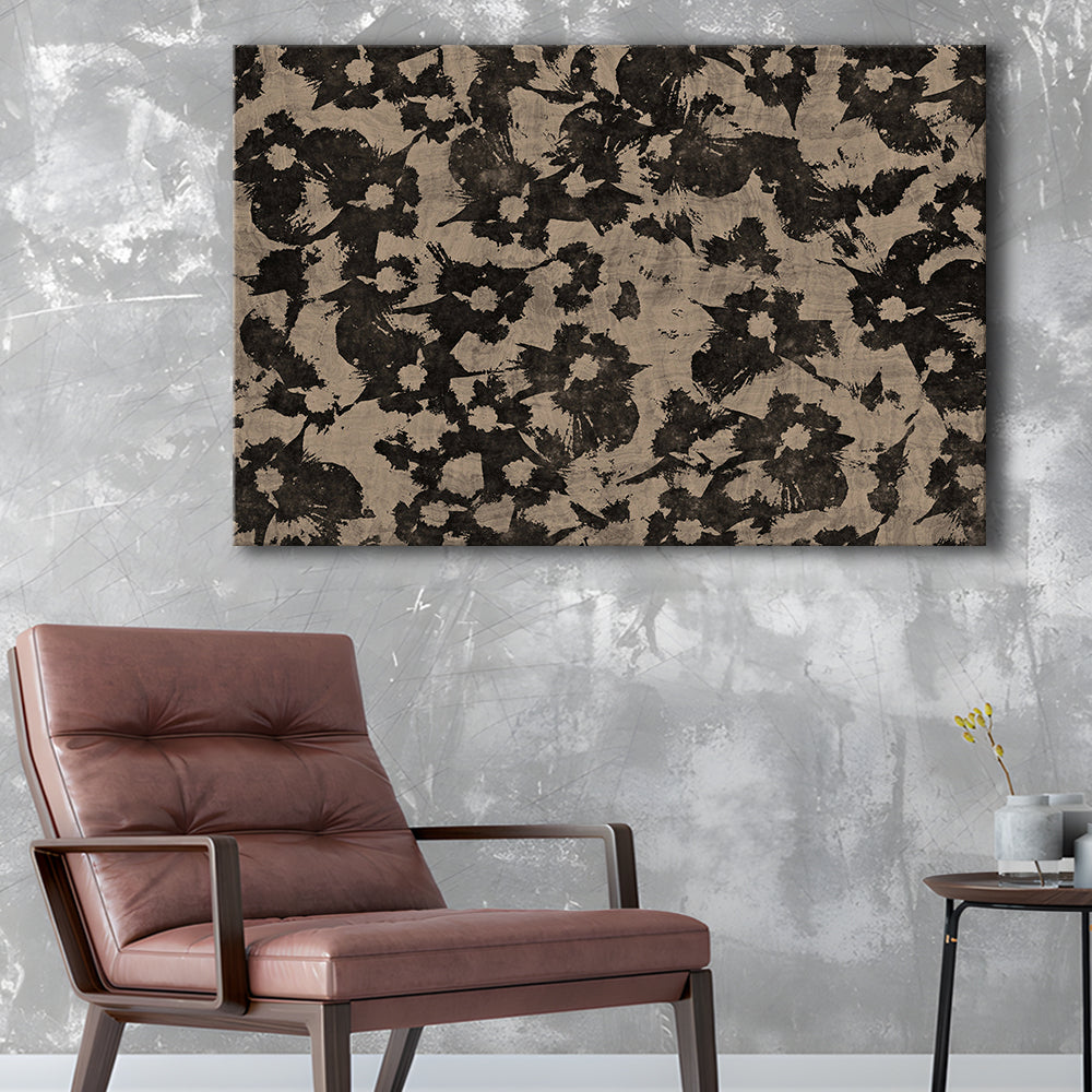 Neutral Abstract Floral Pattern Botanical Japanese Canvas Print Wall Art, Minimalist Large-Scale Botanical