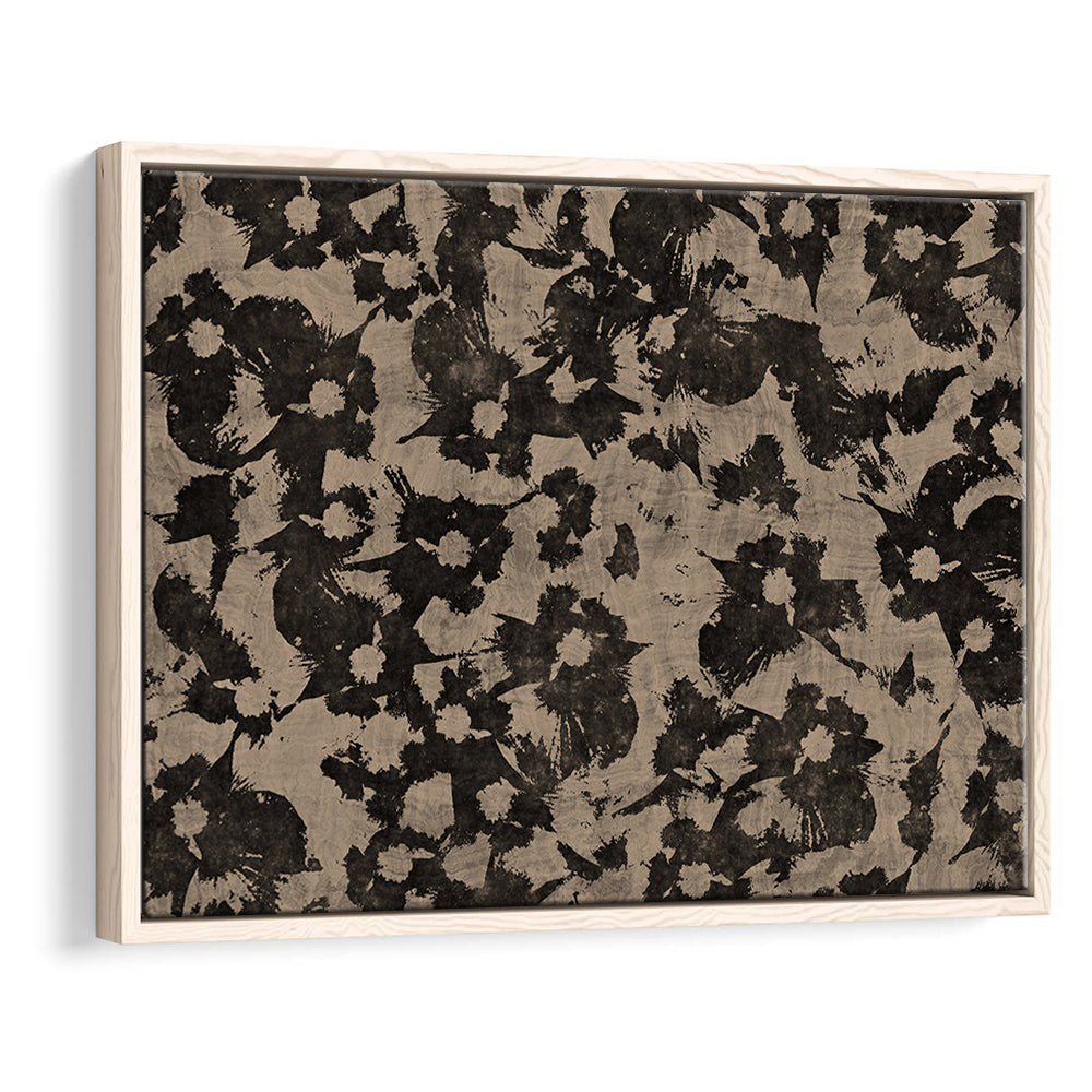 Neutral Abstract Floral Pattern Botanical Japanese Framed Canvas Print Wall Art, Minimalist Large-Scale Botanical