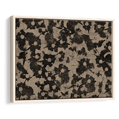 Neutral Abstract Floral Pattern Botanical Japanese Framed Canvas Print Wall Art, Minimalist Large-Scale Botanical