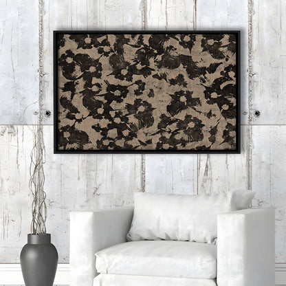 Neutral Abstract Floral Pattern Botanical Japanese Framed Canvas Print Wall Art, Minimalist Large-Scale Botanical