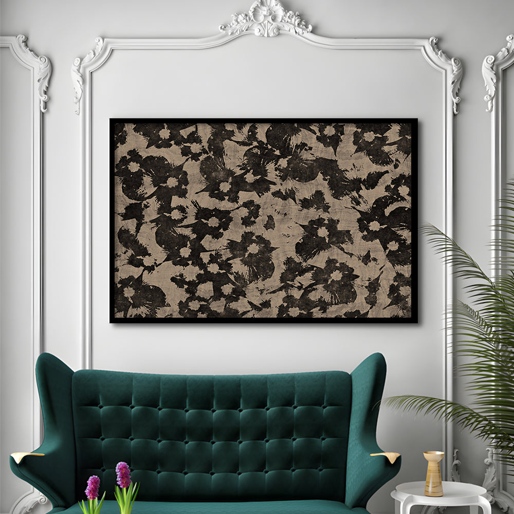 Neutral Abstract Floral Pattern Botanical Japanese Framed Art Print Wall Decor, Minimalist Large-Scale Botanical