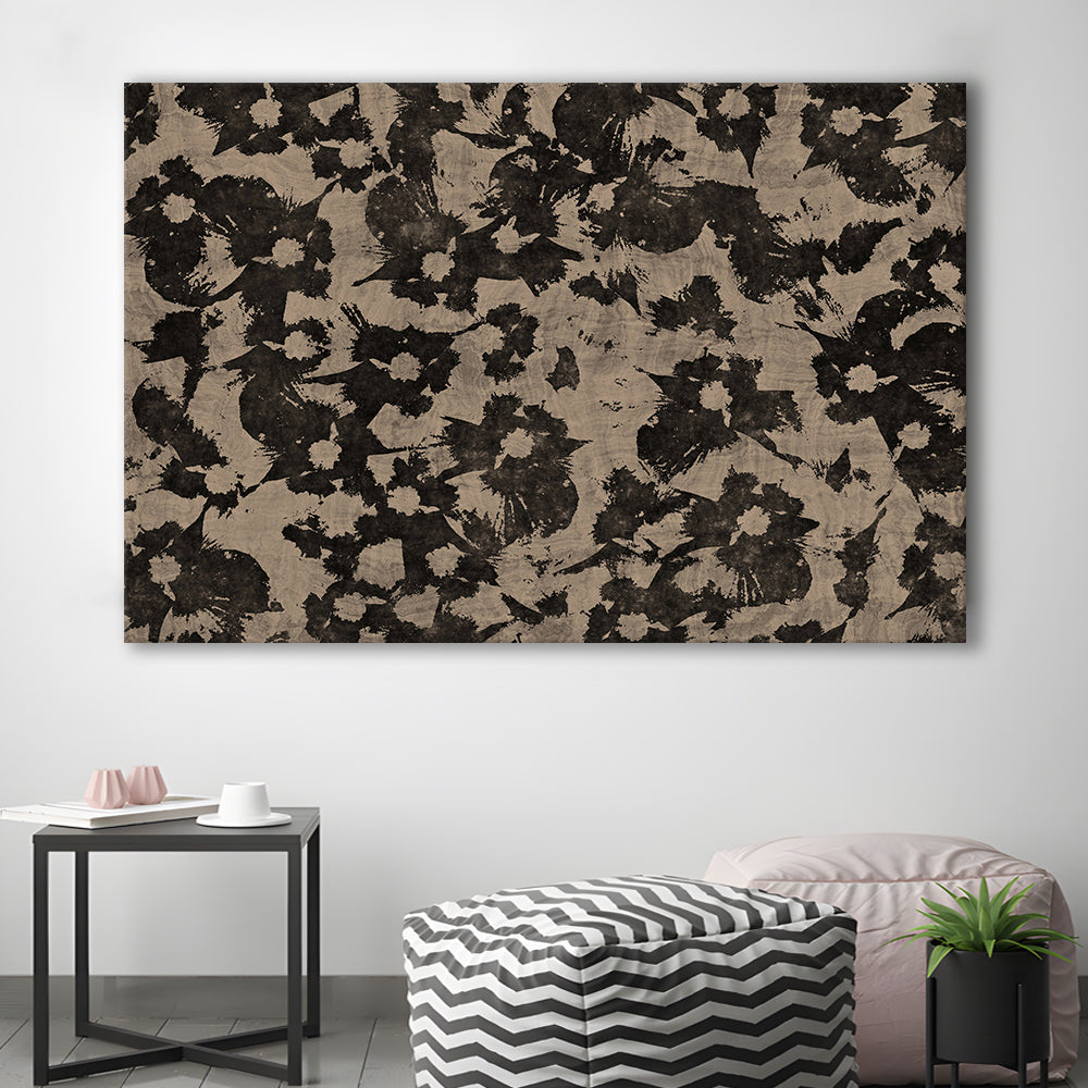 Neutral Abstract Floral Pattern Botanical Japanese Canvas Print Wall Art, Minimalist Large-Scale Botanical