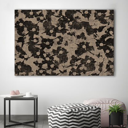 Neutral Abstract Floral Pattern Botanical Japanese Canvas Print Wall Art, Minimalist Large-Scale Botanical