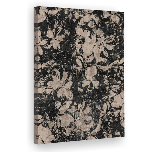 Neutral Abstract Floral Pattern Canvas Print Wall Art, Modern Botanical Minimalist Large-Scale Floral Textile Art