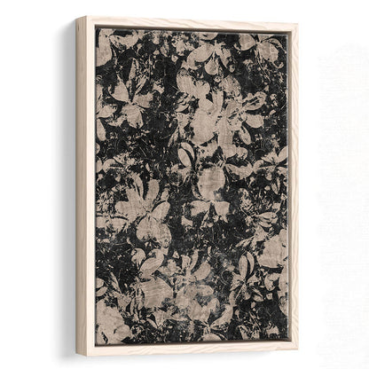 Neutral Abstract Floral Pattern Framed Canvas Print Wall Art, Modern Botanical Minimalist Large-Scale Floral Textile Art