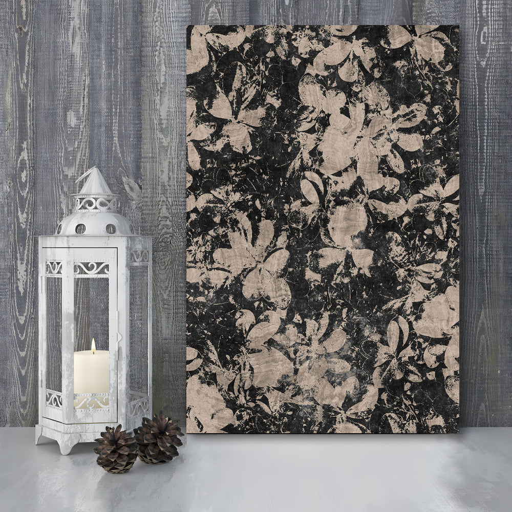 Neutral Abstract Floral Pattern Canvas Print Wall Art, Modern Botanical Minimalist Large-Scale Floral Textile Art