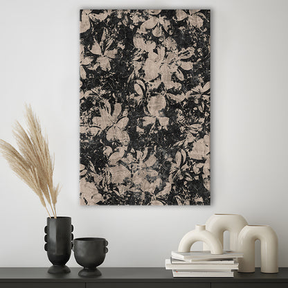 Neutral Abstract Floral Pattern Canvas Print Wall Art, Modern Botanical Minimalist Large-Scale Floral Textile Art