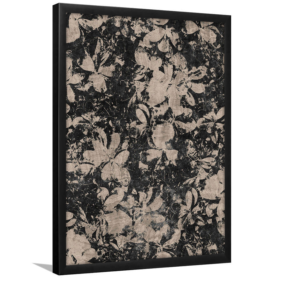 Neutral Abstract Floral Pattern Framed Art Print Wall Decor, Modern Botanical Minimalist Large-Scale Floral Textile Art