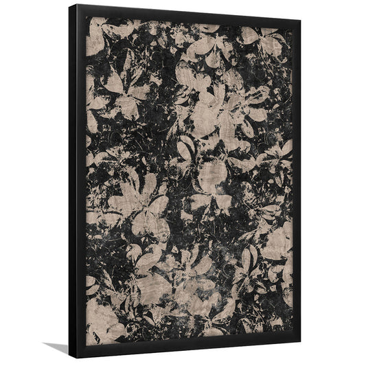 Neutral Abstract Floral Pattern Framed Art Print Wall Decor, Modern Botanical Minimalist Large-Scale Floral Textile Art