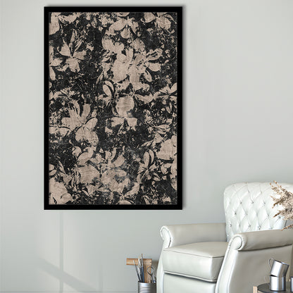 Neutral Abstract Floral Pattern Framed Art Print Wall Decor, Modern Botanical Minimalist Large-Scale Floral Textile Art