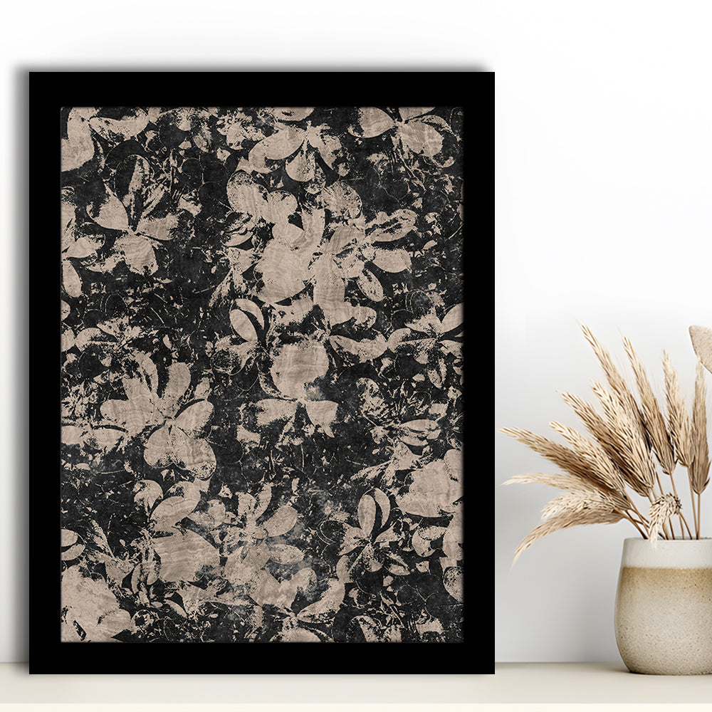 Neutral Abstract Floral Pattern Framed Art Print Wall Decor, Modern Botanical Minimalist Large-Scale Floral Textile Art