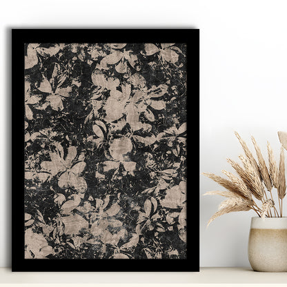 Neutral Abstract Floral Pattern Framed Art Print Wall Decor, Modern Botanical Minimalist Large-Scale Floral Textile Art