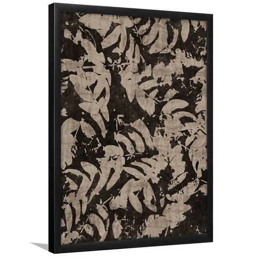 Neutral Botanical Cottage Core Framed Art Print Wall Decor, Stylish Floral Textile Print Trendy Large-Scale Art