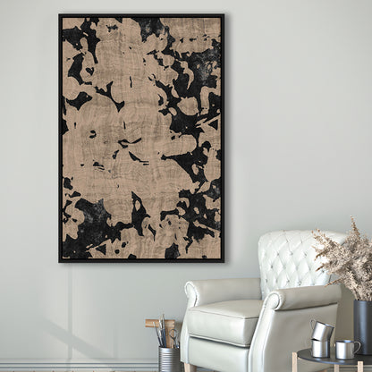 Neutral Floral Pattern Print Botanical Abstract Framed Canvas Print Wall Art, Gallery Wall Fine Art
