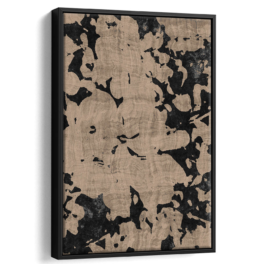 Neutral Floral Pattern Print Botanical Abstract Framed Canvas Print Wall Art, Gallery Wall Fine Art